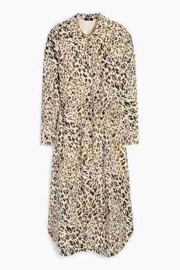 Vestido camisero - estampado de leopardo - con textura