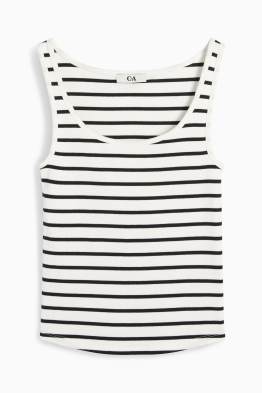 Cropped top - ribbed - striped