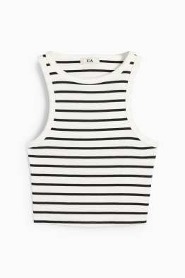 Cropped top - ribbed - striped