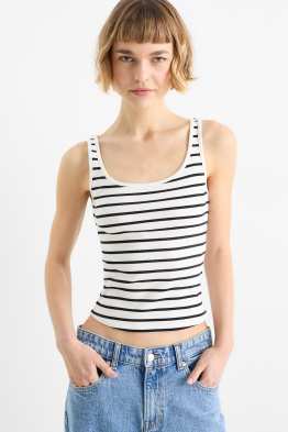 Cropped top - ribbed - striped