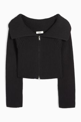 Cardigan dal taglio corto - a coste