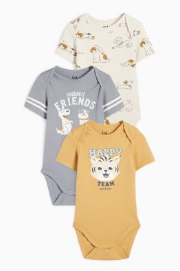 Lot de 3 - tigres et chiens - bodys bébé