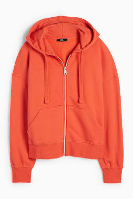 Felpa basic con zip e cappuccio