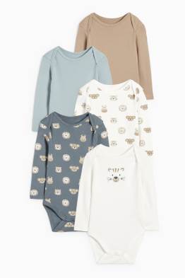Lot de 5 - animaux sauvages - bodys bébé