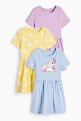 Multipack 3er - Einhorn und Herz - Kleid