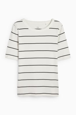 T-Shirt - gerippt - gestreift