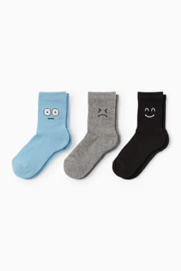 Pack de 3 - muecas - calcetines con dibujo - de canalé