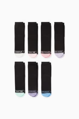 Multipack 7er - Schriftzug - Socken mit Motiv
