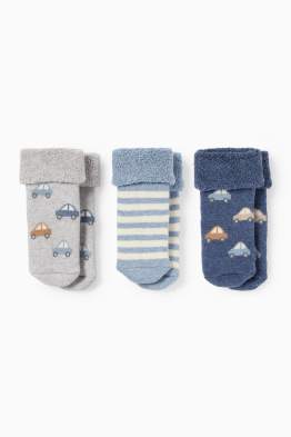 Set van 3 paar - auto - babysokken met motief - winter