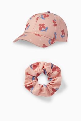 Bloemen - set - baseballpet en scrunchie - 2-delig