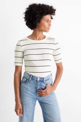 T-Shirt - gerippt - gestreift