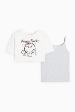 SmileyWorld® - set - T-shirt en topje - 2-delig