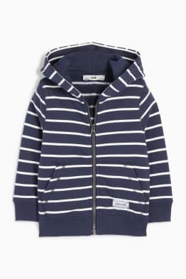 Sweat zippé à capuche - à rayures