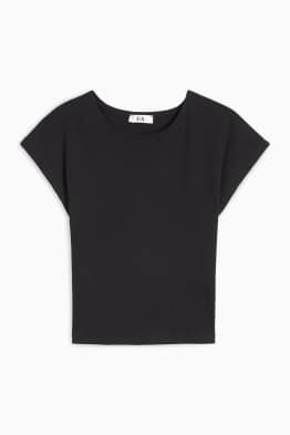 Cropped T-shirt - ribbed