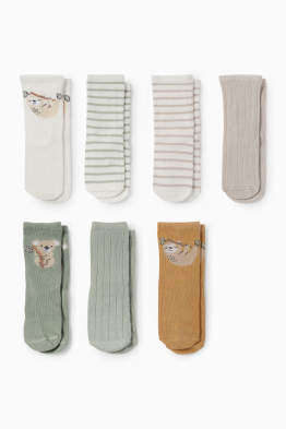 Multipack 7er - Faultier und Koala - Baby-Socken mit Motiv