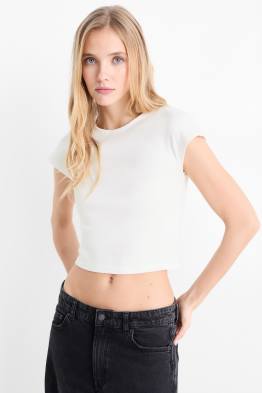 Cropped T-shirt - ribbed