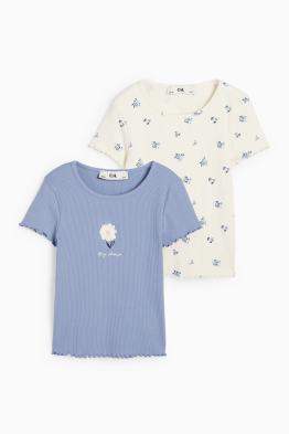 Set van 2 - bloem - T-shirt - geribd