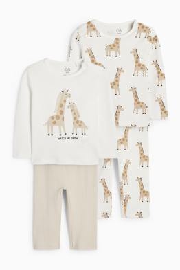 Multipack 2 buc. - girafă - pijama bebeluși - 4 piese
