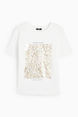 Camiseta - con brillos - estampado de leopardo