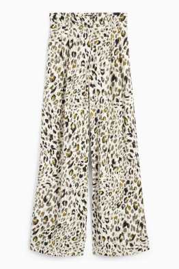 Pantalons de tela - high waist - wide leg - estampat de lleopard