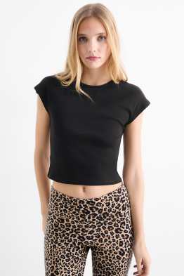 Cropped T-shirt - ribbed