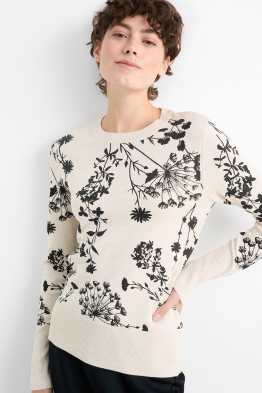Sweter z cienkiej dzianiny - w kwiaty