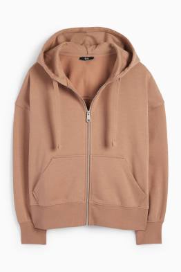 Felpa basic con zip e cappuccio