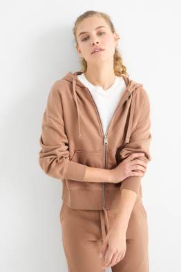 Felpa basic con zip e cappuccio