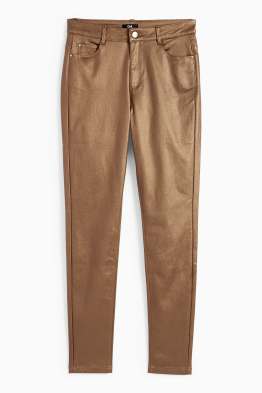 Spodnie - wysoki stan - skinny fit - z połyskiem