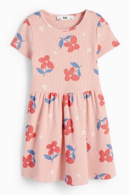 Kleid - gerippt - geblümt