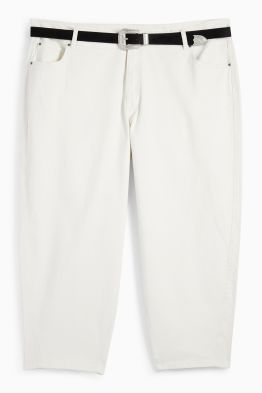 Spodnie materiałowe z paskiem - wysoki stan - tapered fit