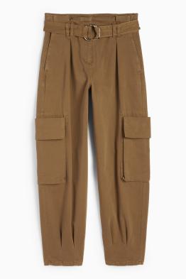 Pantaloni cargo con cintura - vita alta - tapered fit