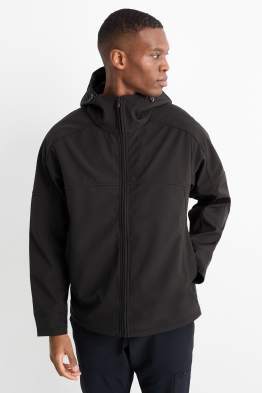 Softshelljacke mit Kapuze - wasserabweisend - 4 Way Stretch