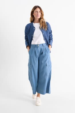 Pantaloni cargo - vita media - gamba ampia - effetto jeans