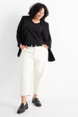 Spodnie materiałowe z paskiem - wysoki stan - tapered fit