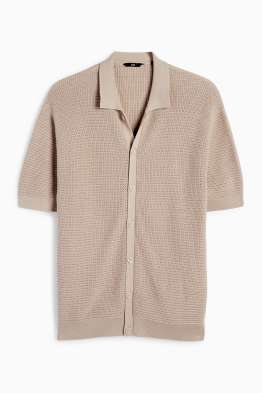 Knitted polo shirt - textured