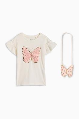 Vlinder - set - T-shirt en tasje - 2-delig