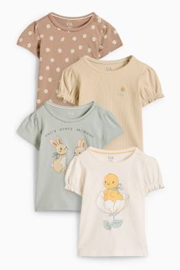 Set van 4 - bloemen en dieren - baby-T-shirt