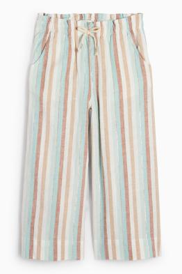 Pantalon - linnenmix - gestreept