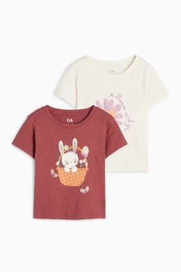 Set van 2 - bloem en konijntje - T-shirt