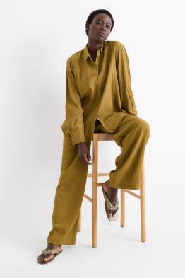 Stoffhose - Mid Waist - Wide Leg