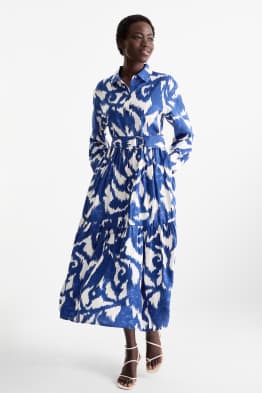 Vestido camisero con cinturón - estampado
