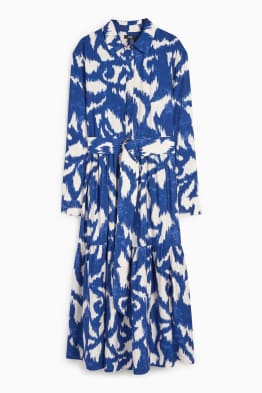Vestido camisero con cinturón - estampado