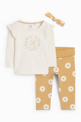 Květinový motiv a motiv myšky - outfit pro miminka - 3dílný
