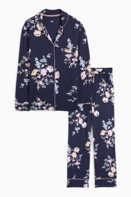 Pyjama en viscose - à fleurs