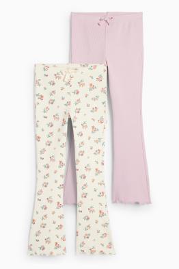 Multipack 2er - Blume - Flared Leggings - gerippt