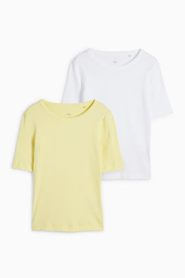 Lot de 2 - T-shirts basiques - côtelés