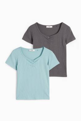 Set van 2 - T-shirt - ribstof