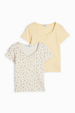 Set van 2 - bloem - T-shirt - geribd