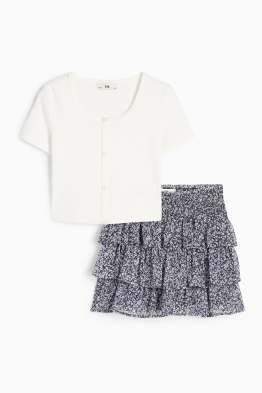 Bloem - set - T-shirt en rok - 2-delig